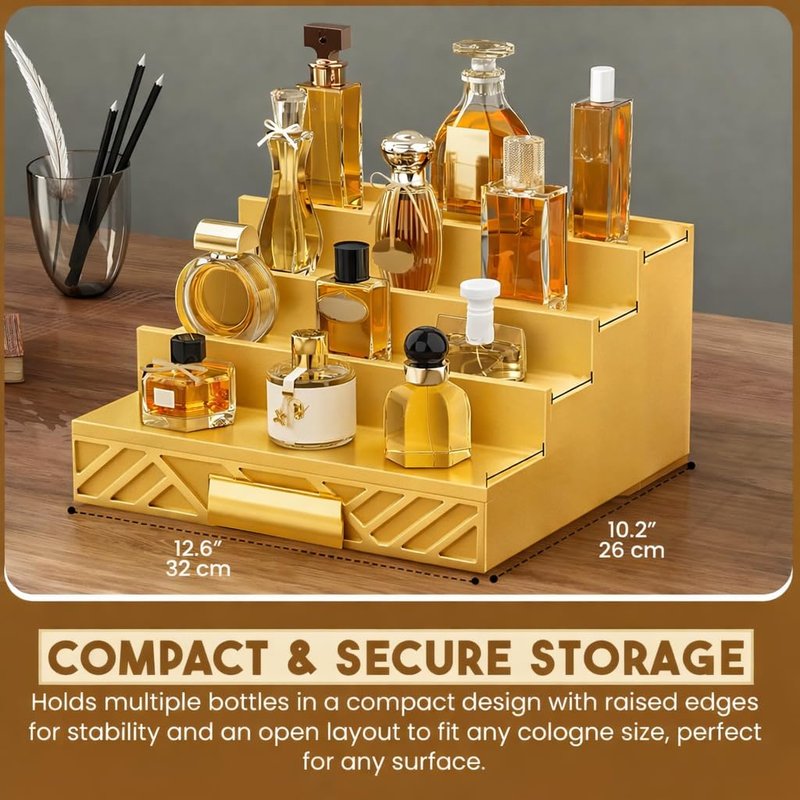 Cologne Organizer for Men - Drawers & Dresser Organizer Countertop - Perfume Holder Stand For Men Organizador De Perfumes - by NovaHavensNest (White-3 Tier)