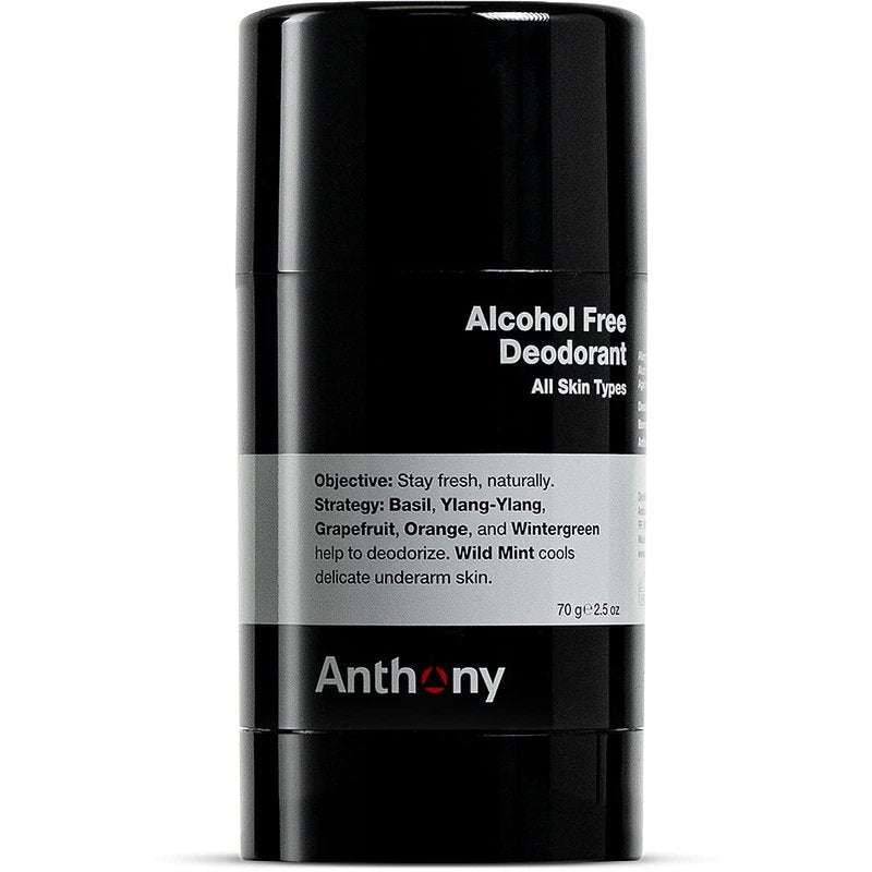 Anthony Alcohol Free, Aluminum Free Deodorant for Men – Non-Irritant Cool Gel Stick for Sensitive Skin – Sport Strength Stick Prevents Odor All Day – Clear, Stain Free – 2.5 Fl Oz