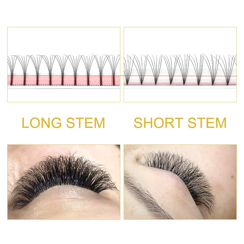 Premade Volume Eyelash Extensions 4D-D-0.07-18 Long Stem Premade Fans Eyelash Extensions Volume Lash Extensions .07 .10 Premade Volume Fans C D Curl Pre made Lash Fans(4D-D-0.07,18 mm)