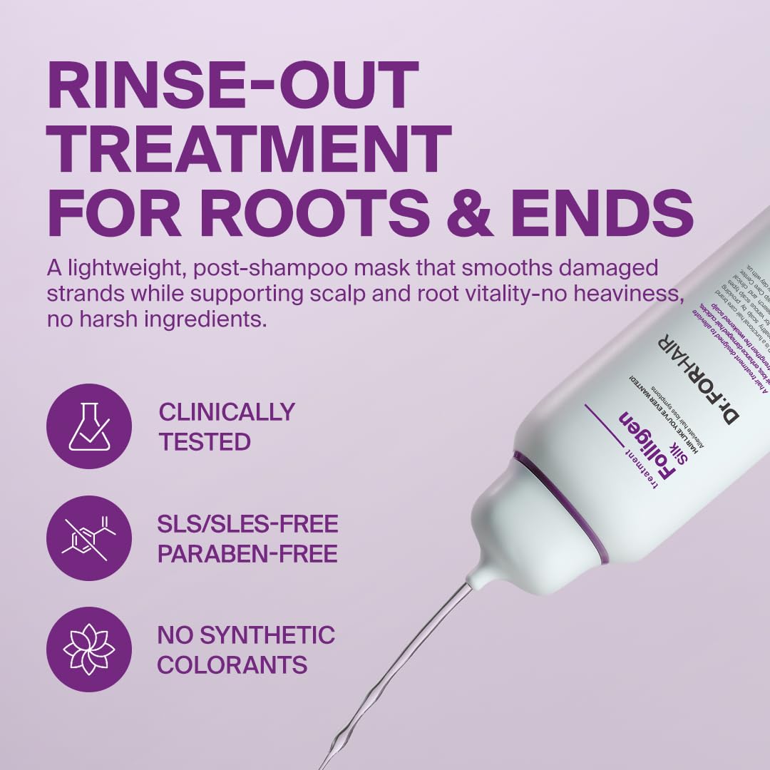 Dr.FORHAIR Folligen Silk Treatment | Korean Hair Treatment For Dry Damaged Hair | Scalp Treatment & Hair Mask | For Hair Thickening & Fuller Looking, 10.14 fl oz