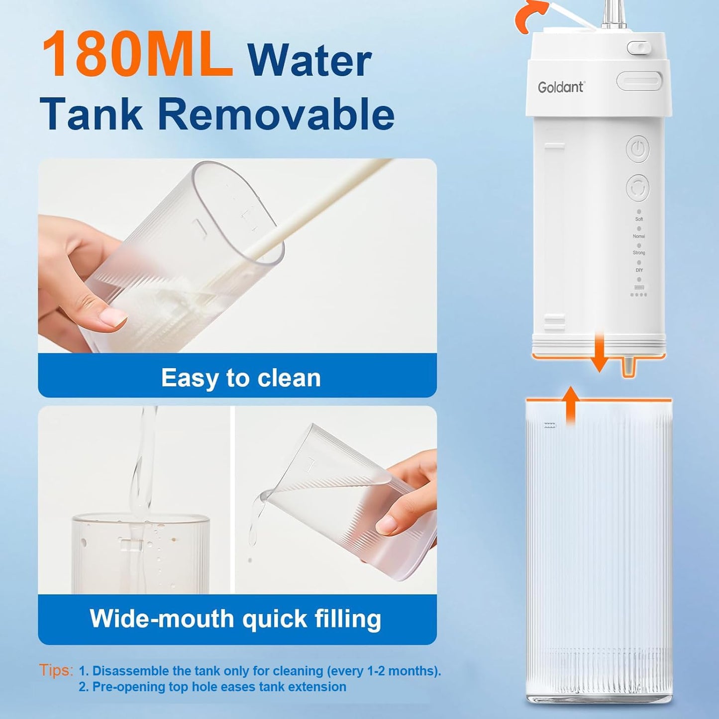 2026 New Portable Water Flosser for Teeth, 4 Modes & 4 Intensity Levels, Mini Small Design with Exquisite Travel Case, Removable Tank, IPX7 Waterproof, Cordless Dental Oral Irrigator (White)