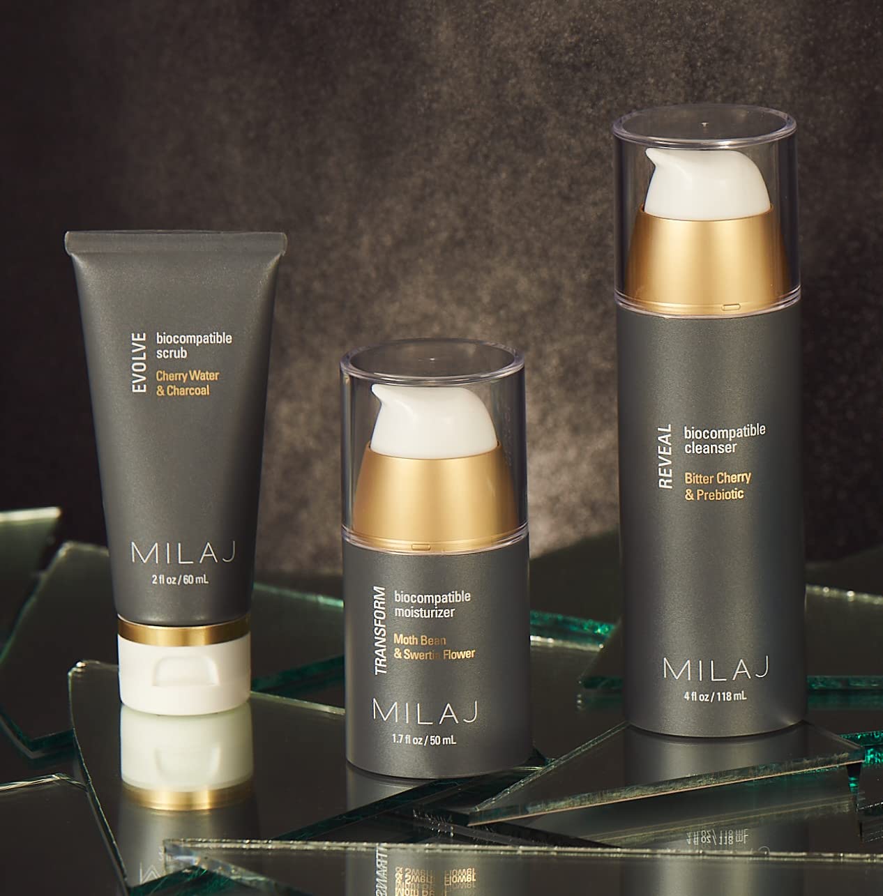 MILAJ Evolve Biocompatible Face Scrub | Charcoal & Cherry Water Facial Exfoliator to Cleanse Pores and Reduce Uneven Skin Tone | Clean Skincare for Regular Use 2fl oz