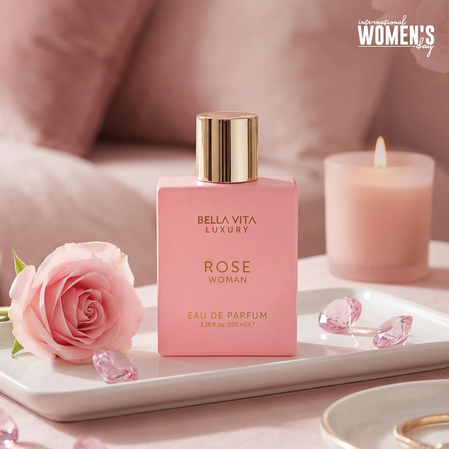 **Luxury Rose Eau de Parfum for Women - Fresh Floral Peach & Jasmine | 100 ml (3.4 fl. oz.)**
