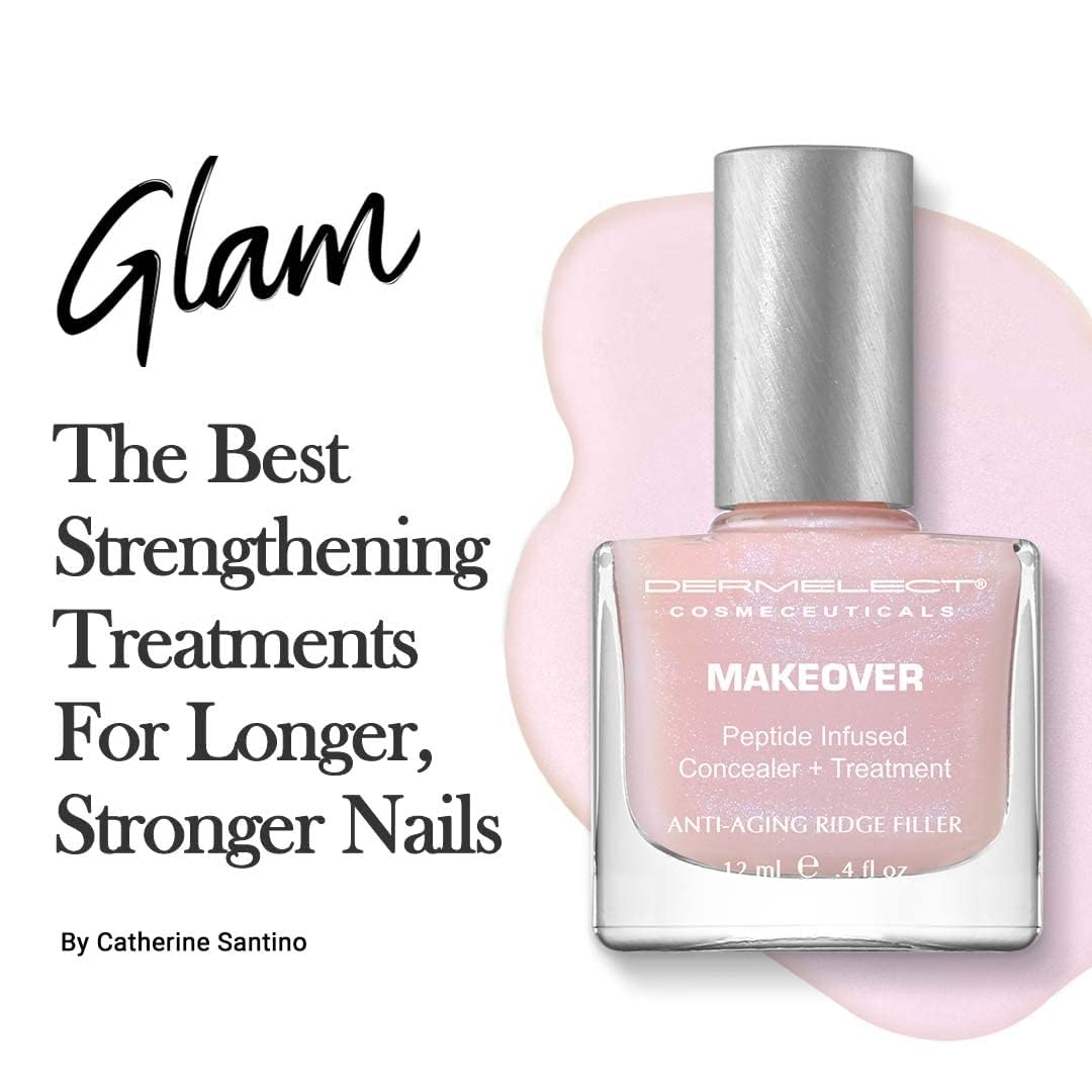 Dermelect Makeover Ridge Filler - Award-Winning Nail Treatment, Strengthens, Moisturizes, Conceals Imperfections, Keratin & Peptide Enriched, For Healthy, Smooth Nails 0.4 oz