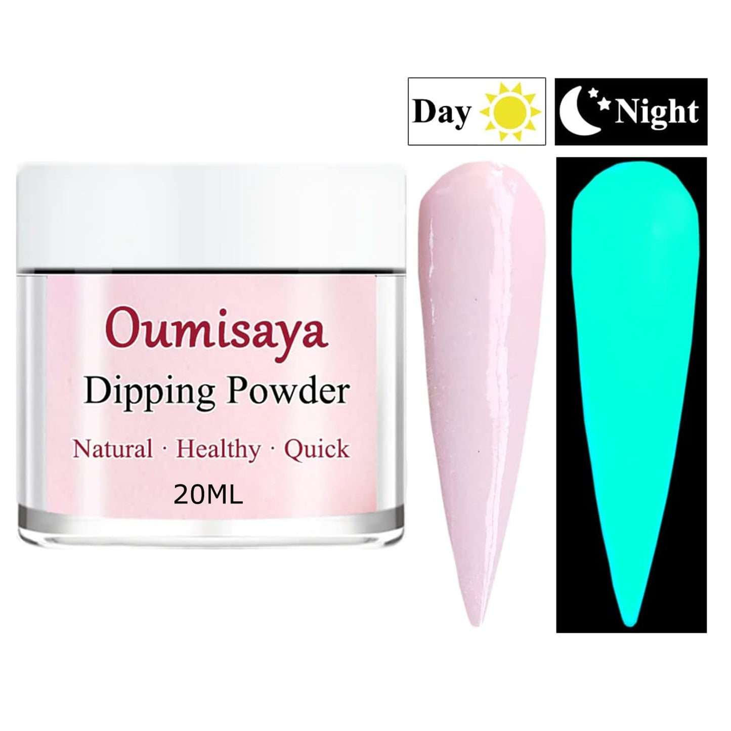 Glow in the Dark Nail Dip Powder Pink White French Colors Starter 8pcs Set