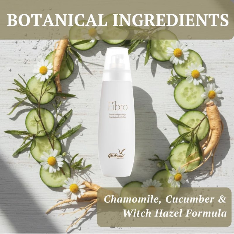 GERnetic Fibro Alcohol-Free Facial Toner, Gentle Makeup Remover with Chamomile & Cucumber, For All Skin Types, Plant-Based Face Tonic Lotion, 200ml/6.76 fl oz