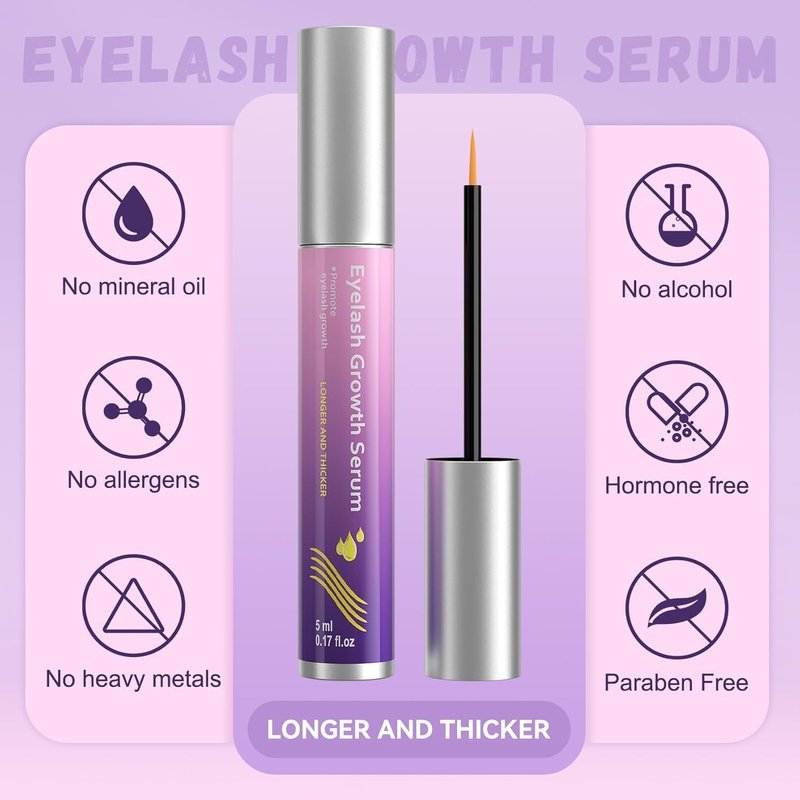 Eyelash Growth Serum: Natural & Vegan Enhancing Treatment Nourishing & Conditioning Formula for Longer Thicker Fuller Natural Lashes - 5ml