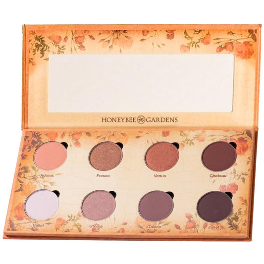 Honeybee Gardens Nude Renaissance Refillable Eye Shadow Palette, 8 Neutral Shades Matte & Shimmer, Highly Pigmented Long Lasting Blendable Makeup, Vegan Talc-Free Eyeshadow Kit, 1.3g Each