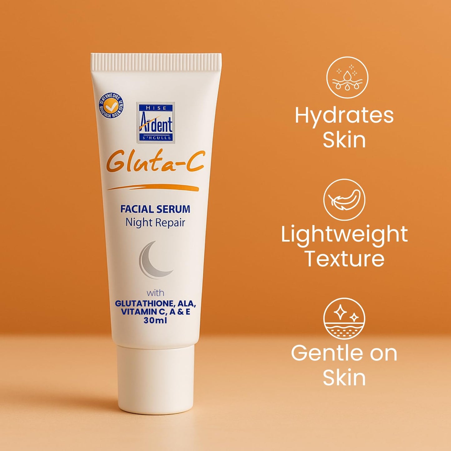 GLUTA C Facial Night Repair Serum, Hydrating Lightweight Non Greasy Skincare with Vitamin C and Shea Butter - 30ml