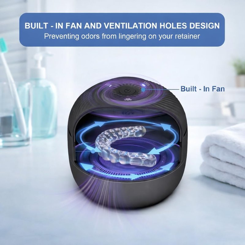 All-in-One Denture & Retainer Case with Soaking, Freshening, Sanitization and Storage Functions – Complete Clean Care Solution for Dentures, Mouth Guards, Night Guards and Retainers