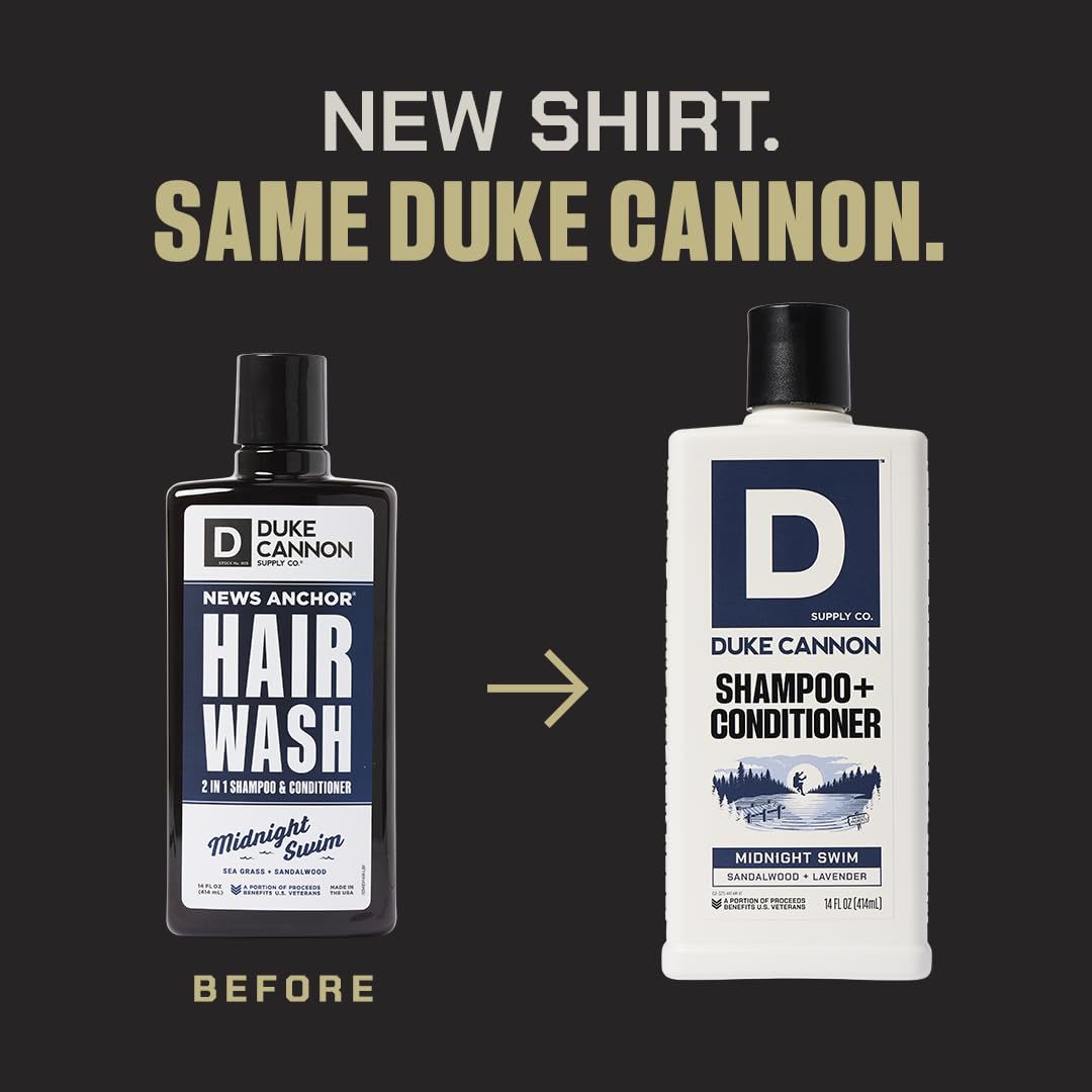 Duke Cannon Supply Co. 2-in-1 Hair Wash - Masculine Scent - Gentle Cleansing Hair Wash For Men - Stimulating Hair Shampoo & Conditioner - Strengthens Hair - Naval Diplomacy - 2 Pack (14 oz)