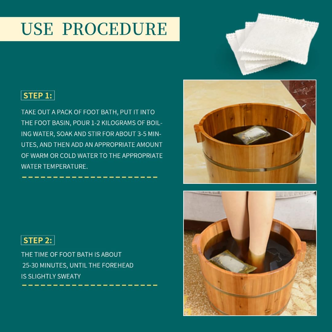 30 Bags Herbal Foot Soak with Mugwort & Ginger, Relaxing Foot Bath for Daily Wellness, 900g Natural Plant-Based Formula, 泡脚药包