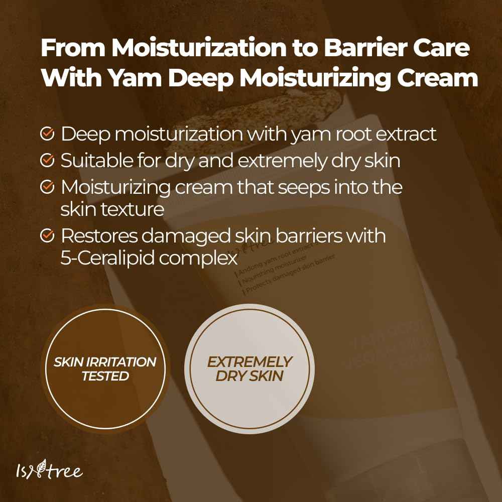 IsNtree Yam Root Vegan Milk Cream 80ml, 2.7 fl.oz | Nourishing moisturizer | vegan milk moisturizer | Korean Skincare