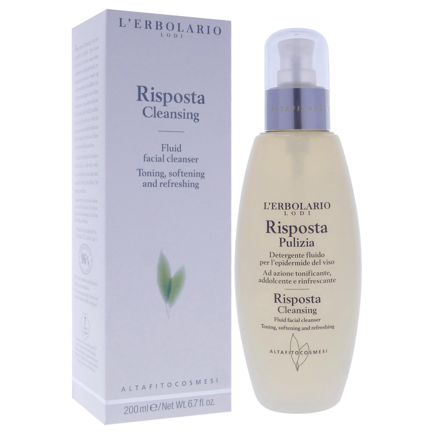 LErbolario Risposta Fluid Facial Cleanser, 6.7 oz - Facial Cleanser - Low-Foam Gel - Removes Makeup - Moisturizing and Nourishing - Cruelty-Free