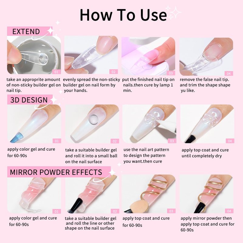 Solid Builder Gel for Nails 240g 4oz Builder Gel Nail Kit Non-sticky for Nails Extension DIY Nail Thickening Solution 3d Sculpture Hard Sculpting Glue Molding Building Forms UV Lamp