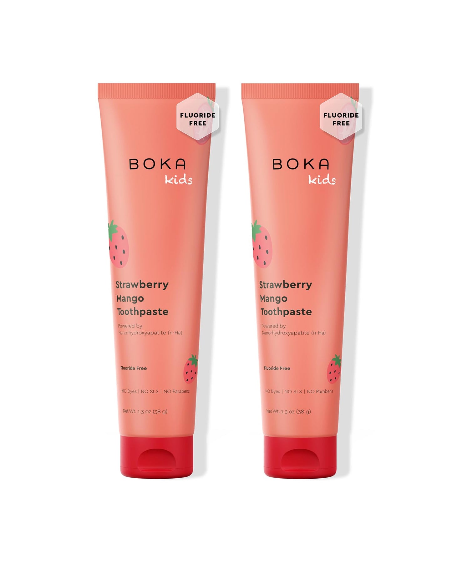 Boka Fluoride Free Toothpaste Nano Hydroxyapatite Toothpaste - Strawberry Mango Flavor, 1.3 oz 2pk