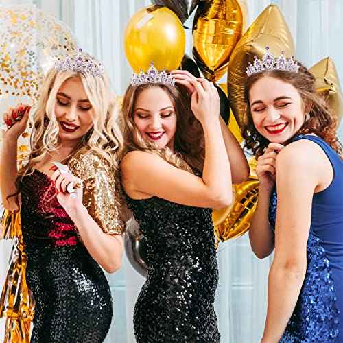 SuPoo Tiaras and Crowns for Women Purple Crown Silver Crystal Birthday Crown Wedding Tiaras Purple Gems Rhinestone Headband Hair Accessories Princess Decoration for Halloween Party Prom Gifts