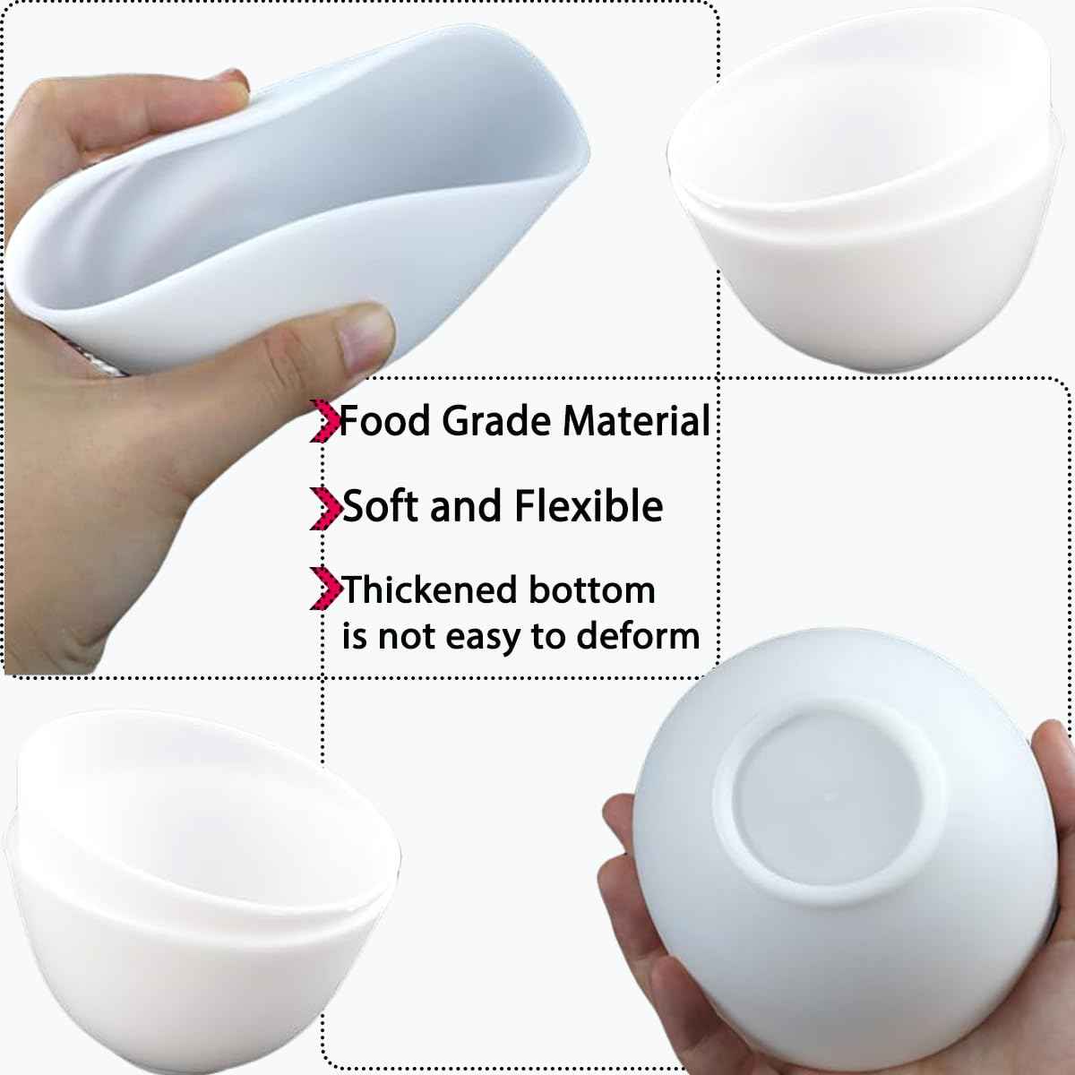 PLINNILUY 10 Pcs Diy Face Mask Mixing Bowl, Home Use Silicone Facial Mask Mixing Bowls Set Plastic Facial Mask Mixing Masks Set- DIY Skincare Mixing Tool Kit (White-10Pcs)