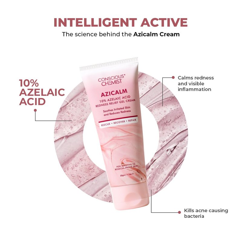 Conscious Chemist® 10% Azelaic Acid Cream 50g | Face Moisturizer for Acne-Prone Skin, Redness Relief & Irritation | For Men & Women | All Skin Types | Azicalm
