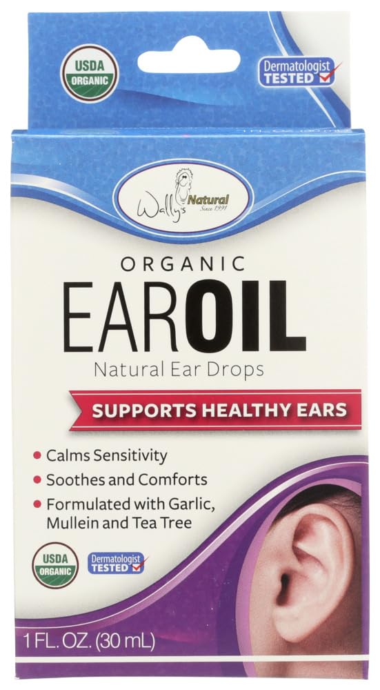 Wally's Natural Products, Organic Ear Oil with Garlic and Mullein, 1 fl oz - 2pc