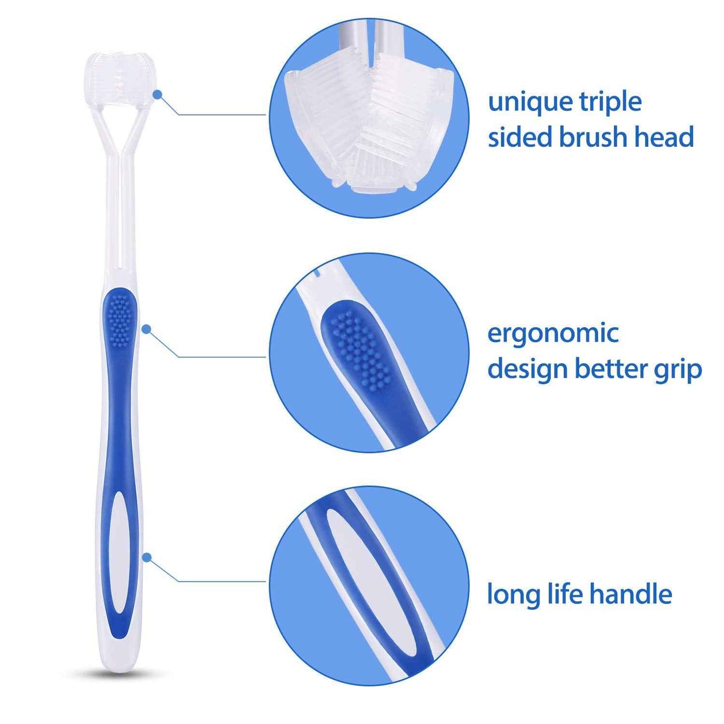 Boao 16 Pieces Three Sided Toothbrush Autism Bristle Travel Toothbrush for Kids Complete Teeth Gum Care Great Angle Bristles to Clean Each Tooth, Soft/Gentle (Green, Blue, Yellow, Red)