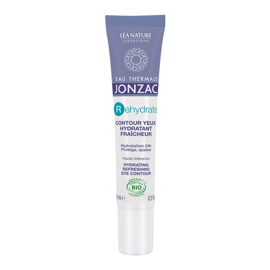 Eau Thermale Jonzac Rehydrate Organic Refreshing Eye Contour Cream - Soothing Hydration with Hyaluronic Acid For Dark Circles -For Sensitive Skin 0.5 Fl Oz