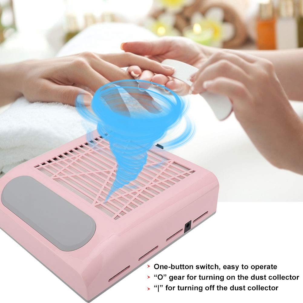 Nail Vacuum Cleaner 80W Nail Dust Collector Machine with Reusable Filter Strong Suction Nail Art Vacuum Cleaner Manicure Tool for Acrylic Gel Poly Nails Polishing Filing