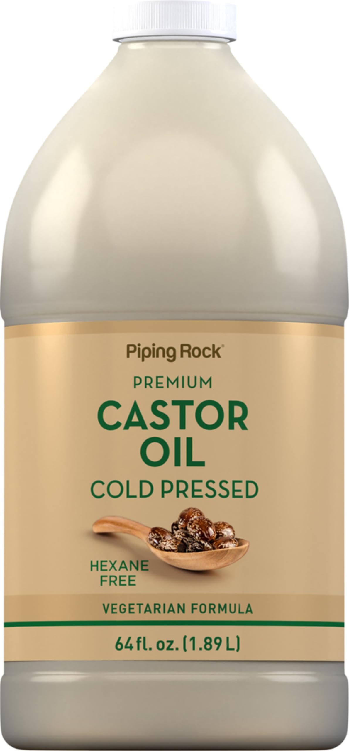 Piping Rock Castor Oil Bottle | 64 Fl Oz | Premium Liquid Drops | Cold Pressed and Hexane Free | Vegetarian, Non-GMO, Gluten Free