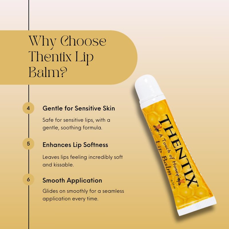 Thentix Lip Balm, 10ml (.35oz) - Hydrating & Soothing, Made with Beeswax