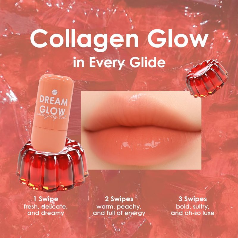 Dream Glow Collagen Water Jelly Tint - 2-in-1 Lip & Cheek Stain | Hydrating, Long-Lasting Coral Peach
