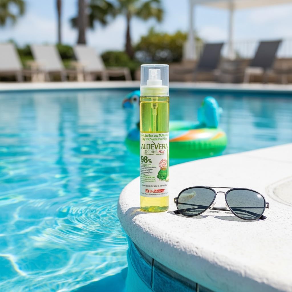 BioMiracle 98% Organic Aloe Vera Mist (3.9 oz) - Cooling Relief for Sunburn, Dry or Irritated Skin, Hydrating Spray with Vitamins C & E, 3-Pack