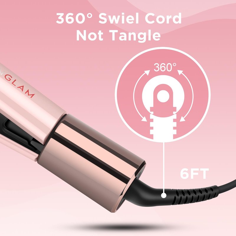IG INGLAM Titanium Flat Iron Hair Straightener, Infrared Curling Iron 1 Inch,Negative Ionic Dual Voltage Straightener 11 Adjust Temp 250°F to 450°F, Anti-Frizz Shiny Hair,110-240V, Gift, Pink