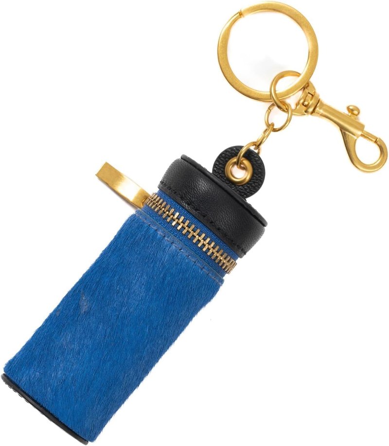 Cockatoo Nappa Leather Lipstick Case - Zipper Design with Keyring & Chapstick Holder | Compact Size