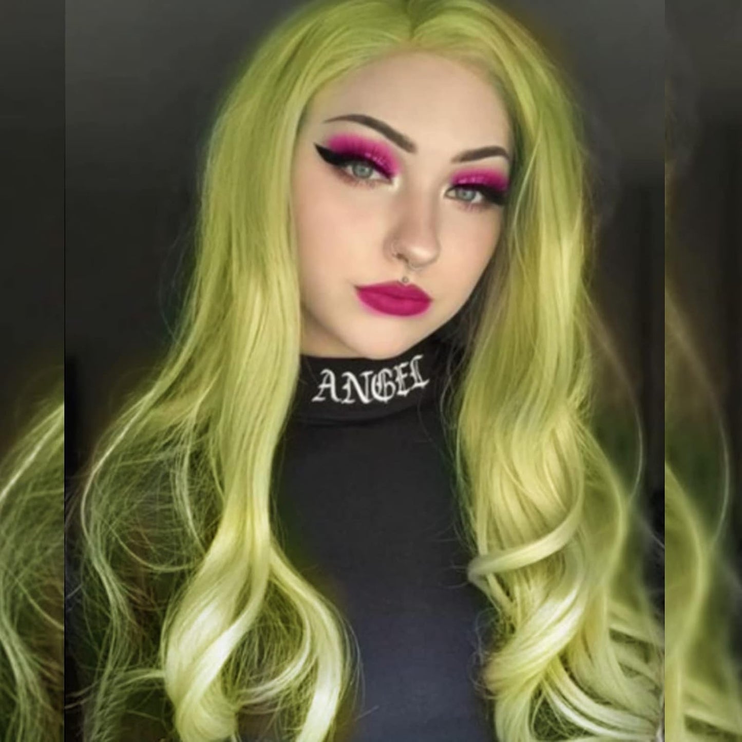 Yellow Green Lace Front Wig for Women - Long Wavy Synthetic Hair | Realistic Glueless 24-Inch Cosplay Style