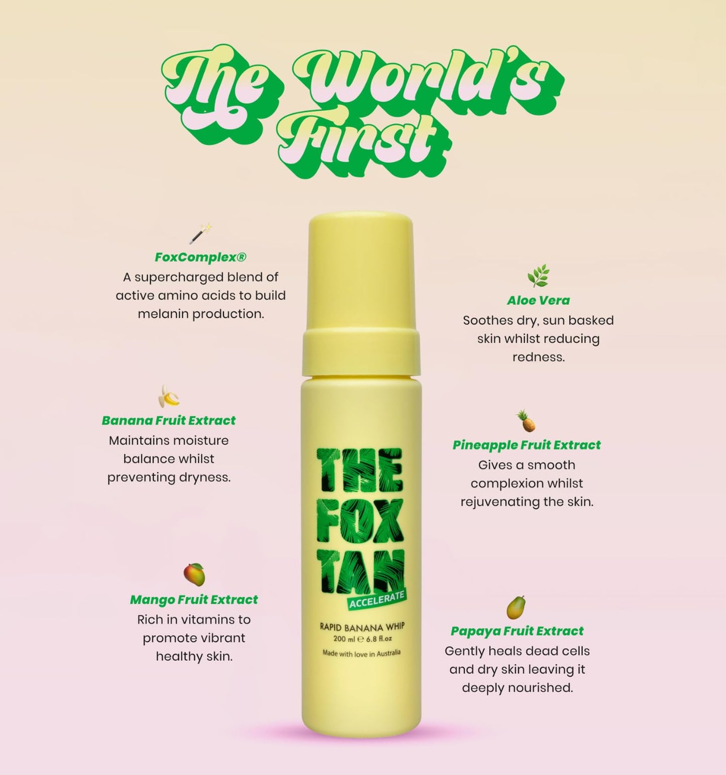 The Fox Tan Rapid Banana Whip, Natural Tanning Accelerator Lotion For Darker, Deeper & Faster Tans, Delivers Hydrated & Vibrant Skin, 200mL