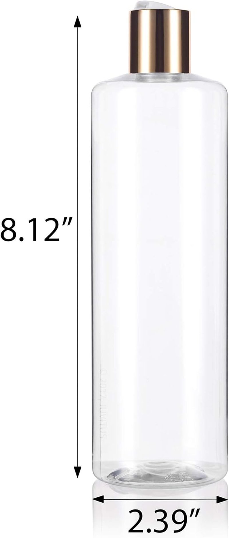 JUVITUS 16 oz Clear PET Plastic Bottles - BPA Free with Gold Disc Cap | 12 Pack
