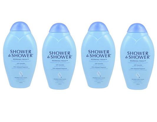 Shower to Shower Morning Fresh Body Powder with Lavender for Men & Women, Talc Free, Sweat Absorbing, Prevents Chafing & Odor, Deodorizing - 13 Ounce (Pack of 4)