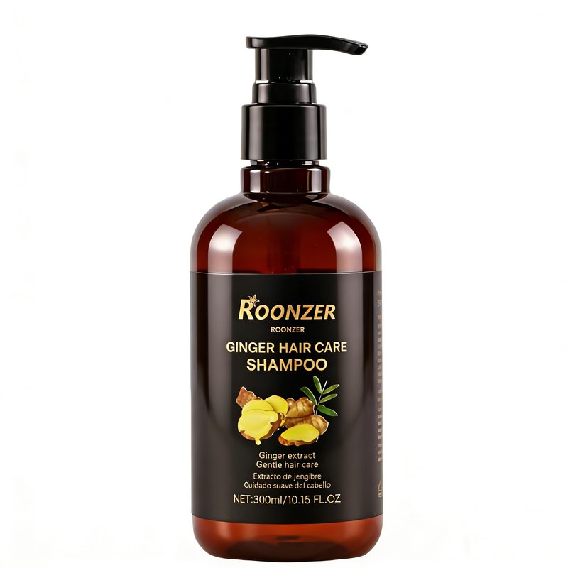 ROONZER ginger shampoo Blend of Ginger Root Oil & Premium Hair Care Components- Hair Regrowth Shampoo, Hair Growth, Anti-Hair Loss Hair Shampoo for Women & Men 300ml