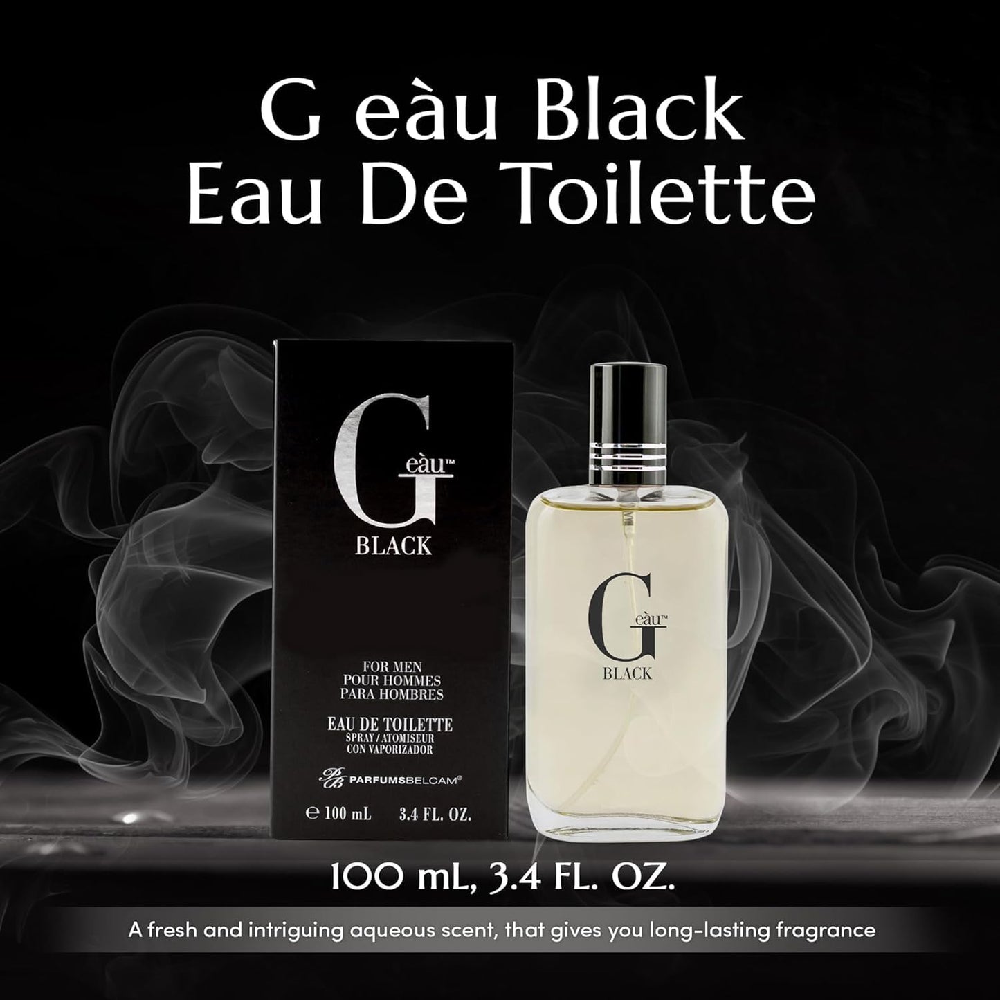 Black Eau De Toilette Spray for Men - 100 mL Long-Lasting Fresh Aquatic & Spicy Fragrance with Sandalwood & Patchouli