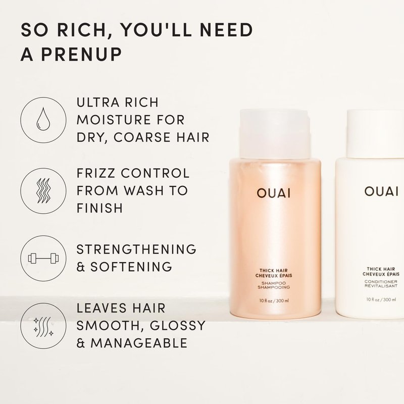 Thick Hair Shampoo & Conditioner Set - Moisturizing Formula with Keratin & Shea Butter | Travel Size (3 Oz)