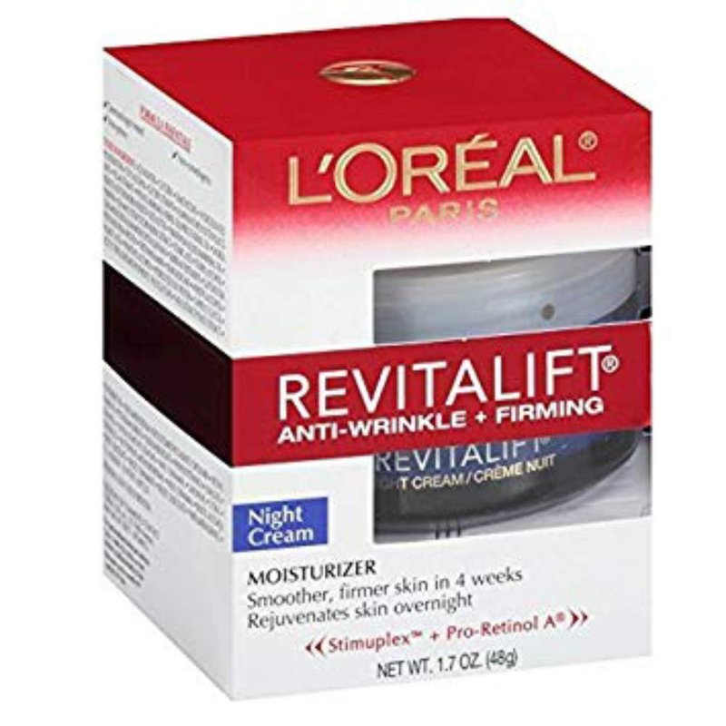 L'Oreal Paris RevitaLift Night Cream Moisturizer - Anti-Wrinkle & Firming | 1.7 oz (Pack of 4)