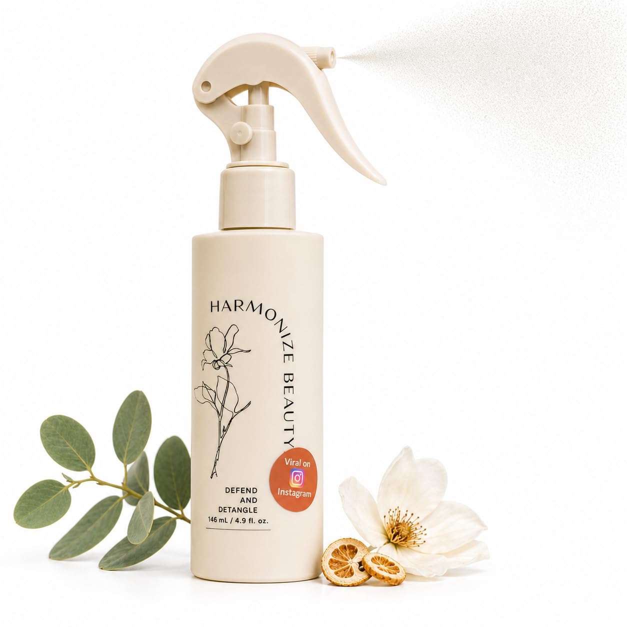 Harmonize Beauty Leave-In Conditioner | 3-in-1 Detangler & Heat Protectant Spray - Sulfate-Free, Lightweight for All Hair Types - 4.9 fl oz