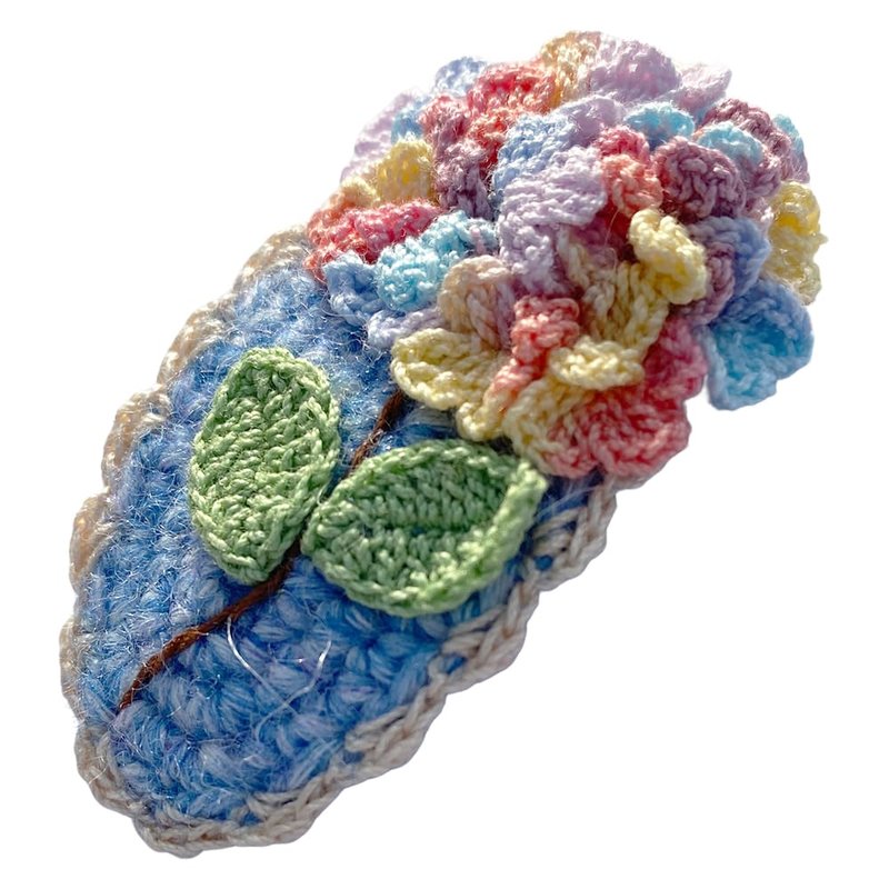Coolideas handmade micro-hook crocheted hair barrettes yarn Handcrafted fine crocheted hair clips, creative hand made knitted side hair accessories for female (#13 Hydrangea)