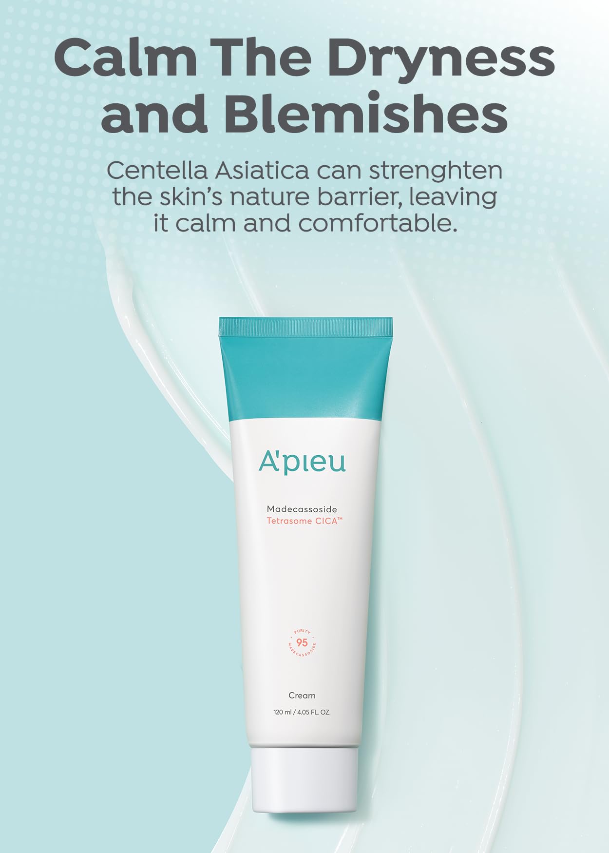 A'PIEU Madecassoside Tetrasome Cica Cream 4.06 fl oz | Calming, Hydrating Moisturizer for Redness, Sensitive Skin & Skin Barrier Support | Centella Asiatica + Madecassoside | Korean Skincare.