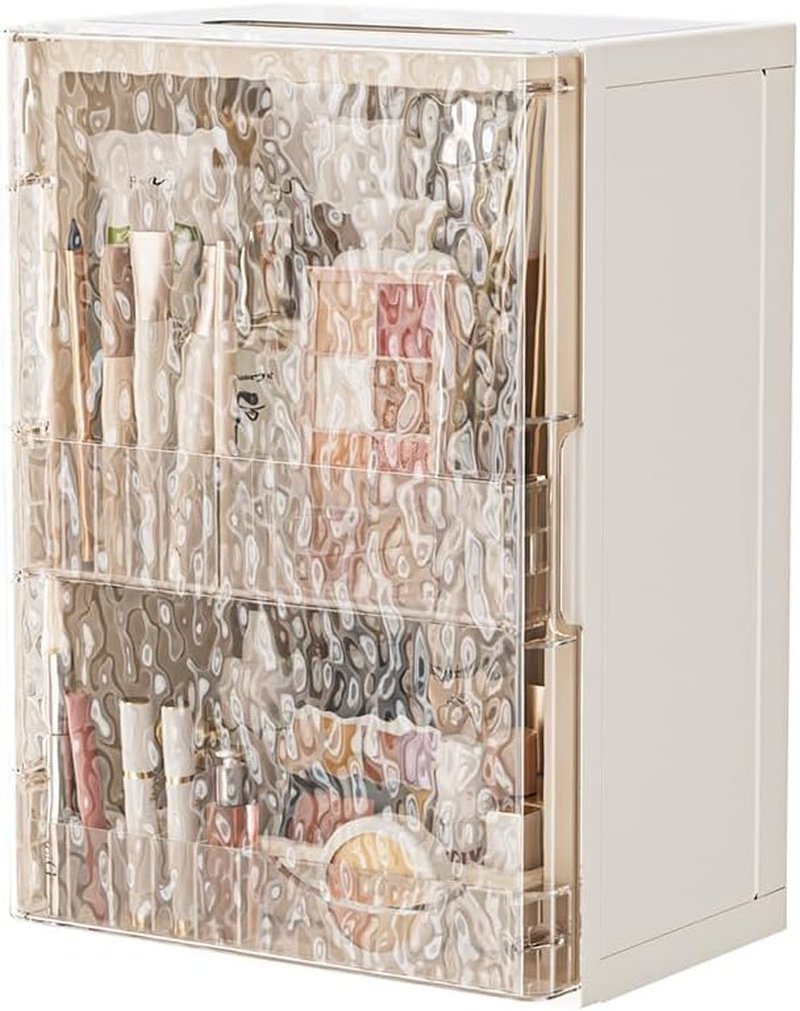 Makeup Organizer with Drawers - Large Transparent Skincare Display Case for Vanity & Bathroom Storage