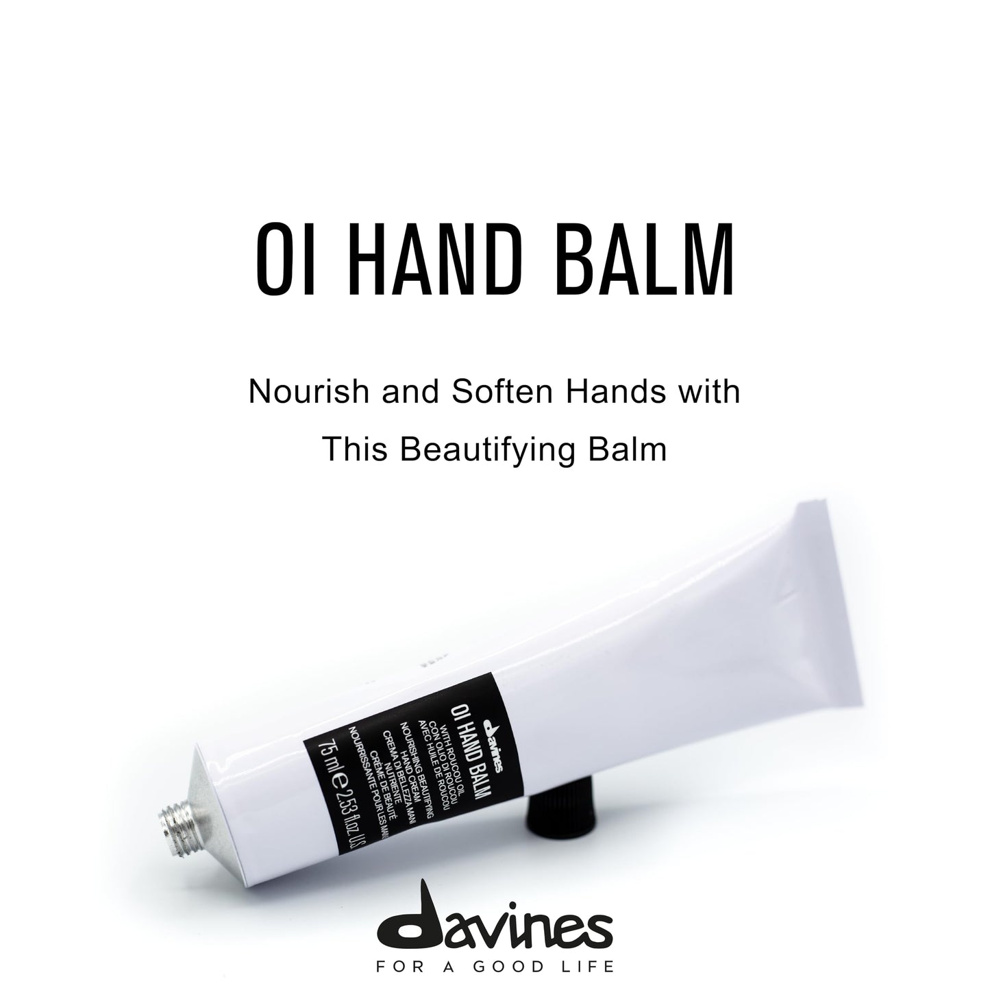 Davines OI Hand Balm, Nourishing Anti-Aging Hand Cream for All Skin Types - Protects Hands from Environmental Damage with Antioxidant Roucou Oil - Lightweight & Fast Absorbing Hydration, 2.54 Fl Oz