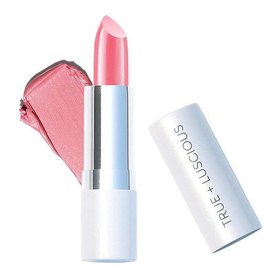 True + Luscious Super Moisture Lipstick | Satin Sheer Lasting Hydrating Lip Color for Dry Lips & All Skin Tones | Lightweight Feel with Hyaluronic Acid & Konjac Root | Vegan | Pink Sugar