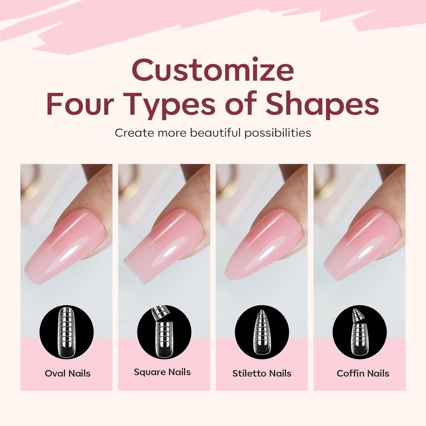 modelones Poly Gel Nail Kit 6 Colors with 8 W Nail Lamp Poly Extension Gel Clear Nude Pink Black Glitter Complete Starter Kit for Beginner DIY Salon Quality Manicures