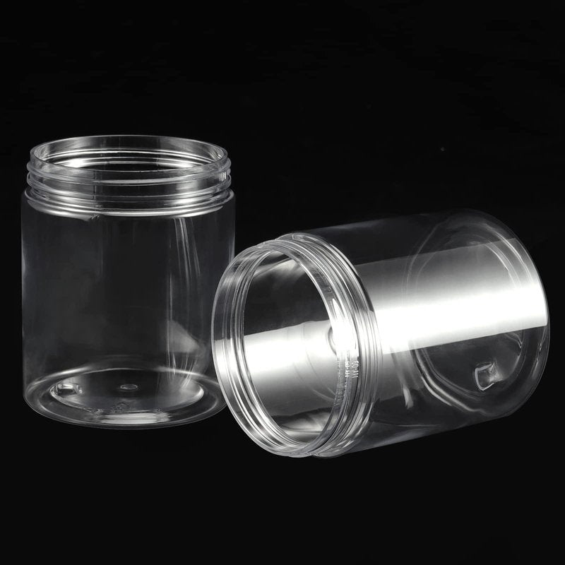 JEUIHAU 46 Pack 8 OZ Plastic Jars with Lids, Clear Empty Slime Storage Containers with Screw On Lids, Plastic Cosmetic Containers for Slime Making, Food, Beauty Products, BPA Free