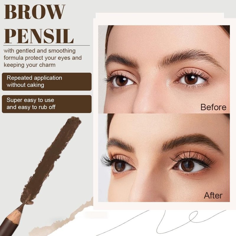 12Pcs Light Brown Eyebrow Pencils for Women, Wooden Hard-Core Eyebrow and Eyeliner Pencil, Long Lasting Waterproof and Sweat-Proof, Beginner Makeup Brow Pencil (Light Brown)